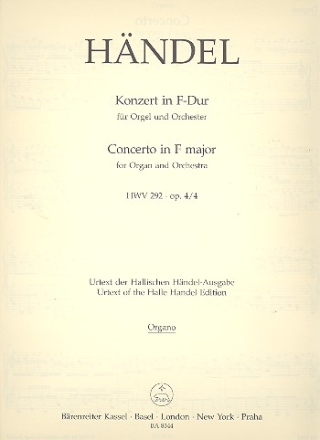 Konzert F-Dur op.4,4 HWV292 fr Orgel und Orchester Orgel