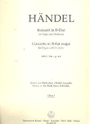 Konzert B-Dur op.4,6 HWV294 fr Orgel und Orchester Oboe 1