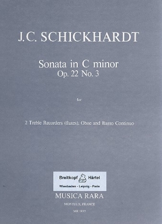 Sonate c-Moll op.22,3 fr 2 Altblockflten (Flten), Oboe und Bc Stimmen