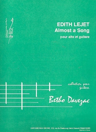 ALMOST A SONG POUR ALTO ET GUITARE 2PARTITIONS