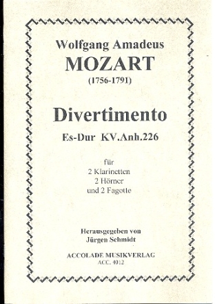 Divertimento Es-Dur KVAnh226 fr 2 Klarinetten, 2 Hrner und 2 Fagotte Partitur+Stimmen