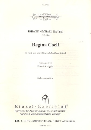 Regina coeli F-Dur fr gem Chor und Orchester Partitur