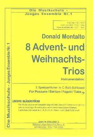 8 Advents- und Weihnachtstrios fr Posaune/Bariton/Fagott/Tuba 3 Spielpartituren