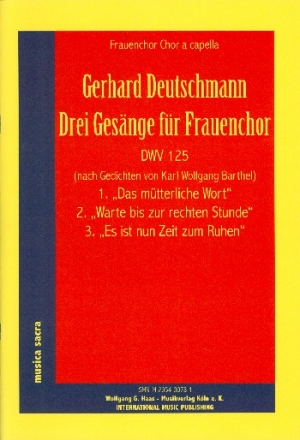 3 Gesnge DWV125 fr Frauenchor a cappella Chorpartitur