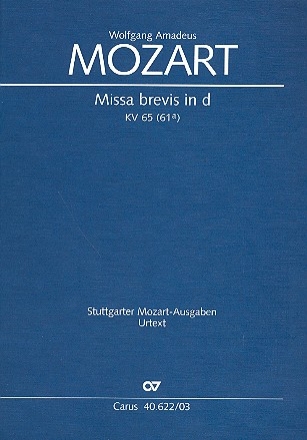 Missa brevis d-Moll KV65 fr Soli, Chor und Orchester Klavierauszug