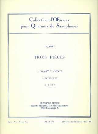 3 pieces pour 4 saxophones (satb) partition et parties