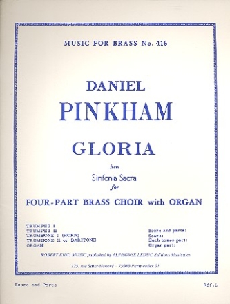 Gloria from Sinfonia Sacra for 2 trumpets, 2 trombones and organ score and parts
