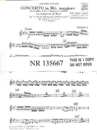 Konzert Es-Dur op.8,5 F.I:26 fr Violine und Streichorchester Stimmensatz