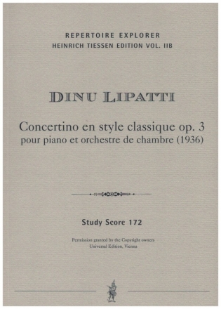 Concertino en style classique op.3 pour piano et orchestre de chambre Studienpartitur