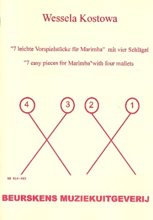 7 leichte Vorspielstcke fr Marimba mit 4 Schlgeln