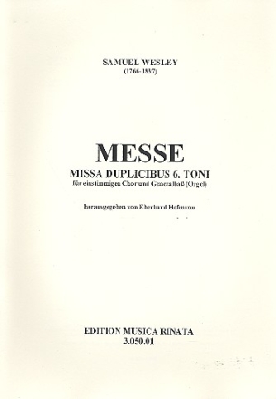 Missa duplicibus 6. toni fr Gesang (Chor) und Bc 2 Partituren und 2 Stimmen