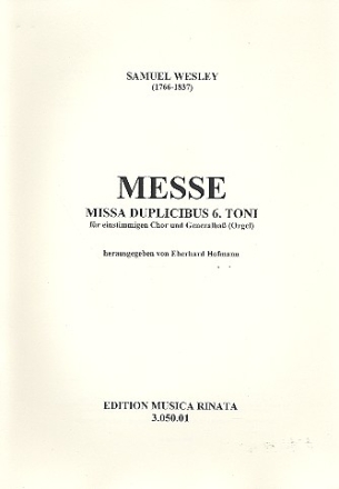 Missa duplicibus 6. toni fr Gesang (Chor) und Bc 2 Partituren und 2 Stimmen