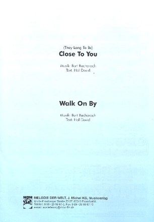 Close to you  und   Walk on by: Einzelausgabe fr Gesang und Klavier