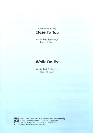 Close to you  und   Walk on by: Einzelausgabe fr Gesang und Klavier