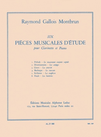 6 pices musicales d'tudes pour clarinette et piano