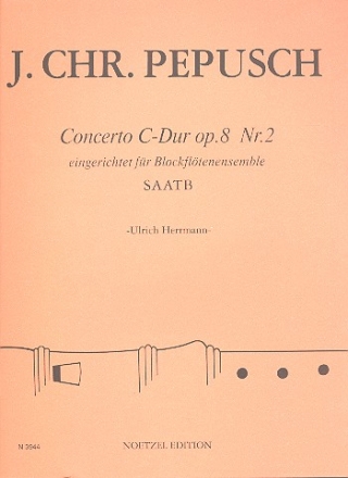 Konzert C-Dur op.8,2 für 5 Blockflöten (SAATB) Partitur und Stimmen