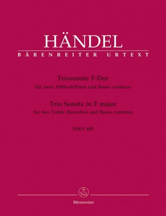 Triosonate F-Dur HWV405 fr 2 Altblockflten und Bc