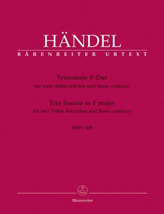 Triosonate F-Dur HWV405 fr 2 Altblockflten und Bc
