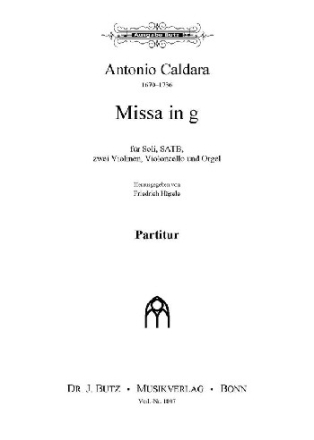 Missa g-Moll fr Soli (SATB), Chor, 2 Violinen, Violoncello und Orgel Partitur