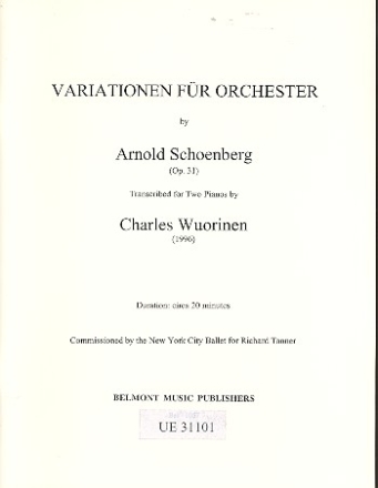 Variaionen op.31: fr Orchester Klavierauszug 2 Klaviere 4 Hnde