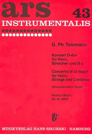 Konzert D-Dur fr Horn, Streicher und Bc Partitur