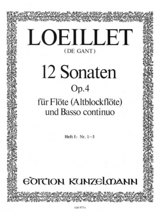 12 Sonaten op.4 Band 1 (Nr.1-3) fr Flte (Altblockflte) und Bc