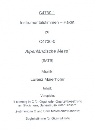 Alpenlndische Mess' fr Mnnerchor, Instrumente ad lib. Instrumentalstimmen