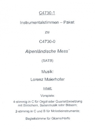 Alpenlndische Mess' fr Mnnerchor, Instrumente ad lib. Instrumentalstimmen