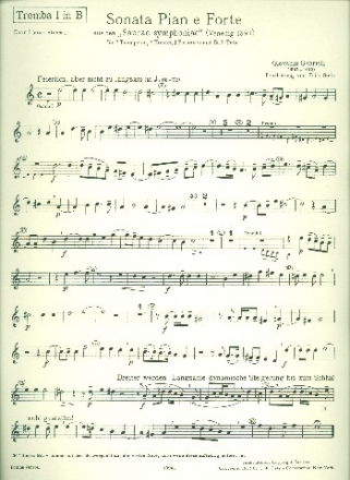 Sonata pian e forte (1597) fr 2 Trompeten, 2 Hrner, 4 Posaunen und Basstuba Stimmen