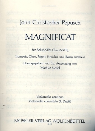 Magnificat fr SATB Soli, SATB Chor, Blser, Streicher und b.c. bc/violoncello concertato (9. duett)