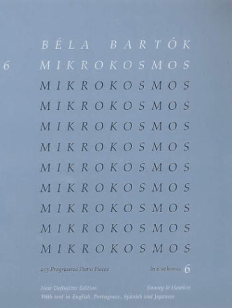 Mikrokosmos vol.6 (nos.140-153) for piano (en/sp/port/jap)