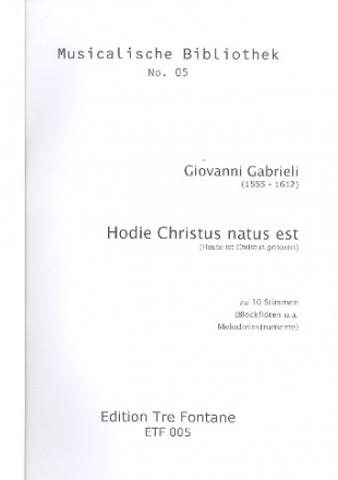 Hodie Christus natus est fr 10 Blockflten (o.a. Melodieinstrumente),  Partitur und Stimmen