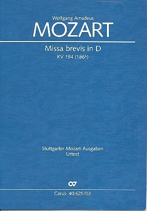 Missa brevis D-Dur KV194 fr Soli, Chor und Orchester Klavierauszug