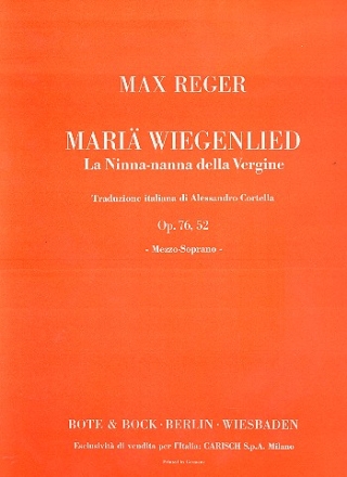 Mari Wiegenlied op.76,52 fr Mezzosopran und Klavier