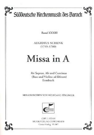 Missa A-Dur fr Sopran, Alt und Bc Partitur