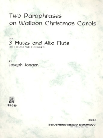 2 paraphrases on Walloon Christmas Carols for 3 flutes and alto flute,  score and parts