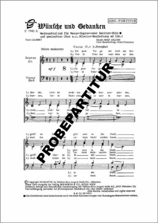WUENSCHE UND GEDANKEN f�r gem Chor und Klavier ad lib Singpartitur