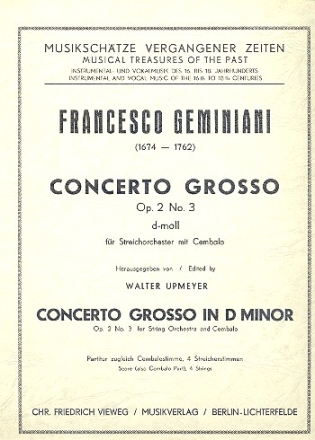 Concerto grosso d-Moll op.2,3 fr Streichorchester Partitur
