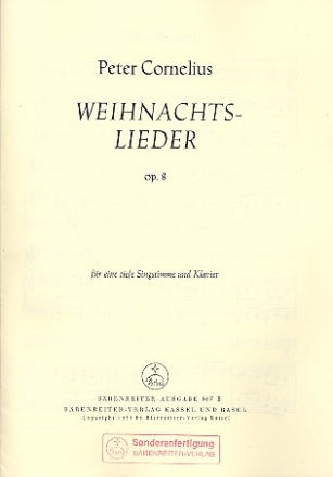 Weihnachtslieder op.8 fr Gesang (hoch) und Klavier Verlagskopie