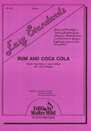 RUM AND COCA COLA: FUER 4 AKKORDEONS, BASS UND DRUMS KLINGLER, CHRIS,  ARR.