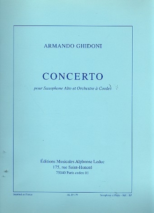 Concerto pour saxophone alto et orchestre  cordes pour saxophone alto et piano