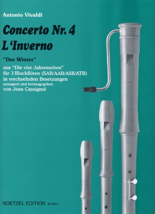 Concerto Nr.4 'Der Winter' aus Die vier Jahreszeiten fr 3 Blockflten (SAB/AAB/ASB/ATB) Partitur und Stimmen