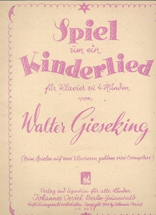 Spiel um ein Kinderlied - fr Klavier 4 hndig (2 Klaviere zu 4 Hnden) 2 Partituren