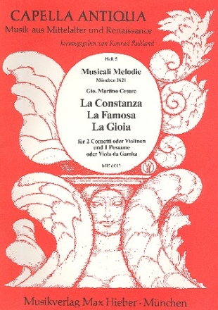 La constanza, la famosa und la gioia für 2 Hörner (Violinen) und Posaune (Viola da gamba) Partitur und Stimmen
