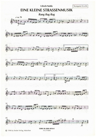 Eine kleine Straenmusik 8 Stcke fr 2 Trompeten und 2 Posaunen,   2. Trompete in B