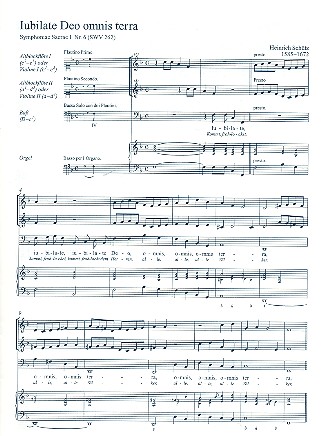 Jubilate deo omnis terra SWV262 fr Bass, 2 Altblockflten (Vl) und Bc Partitur (la/dt)