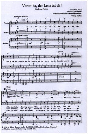 Veronika, der Lenz ist da! fr Mnnerchor und Klavier Klavierpartitur