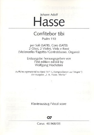 Confitebor tibi fr Soli, Chor und Orchester Klavierauszug