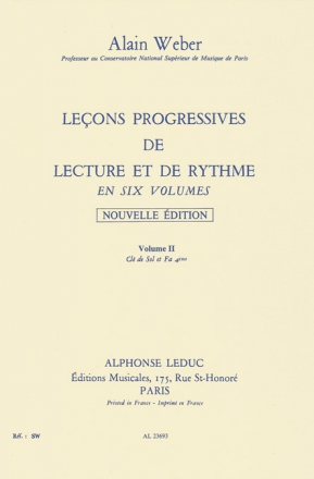 LECONS PROGRESSIVES DE LECTURE ET DE RYTHME VOL.2 CLE DE SOL ET FA 4EME