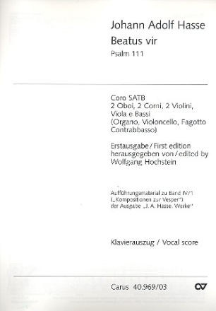 Beatus vir fr Soli, Chor und Orchester Klavierauszug